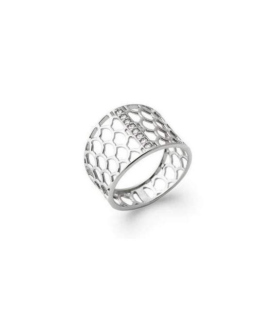 Bague dentelle argent zirconium en barrette centrale 
