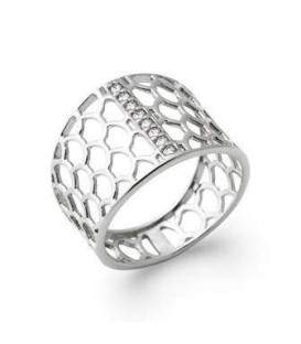 Bague dentelle argent zirconium en barrette centrale