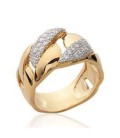 Grosse bague plaqué or large anneau petits zirconiums style alliance maille gourmette