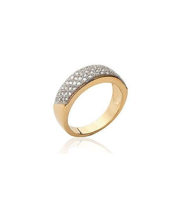 Bague plaqué or anneau de zirconium en demi jonc 