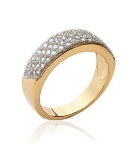 Bague plaqué or anneau de zirconium en demi jonc 