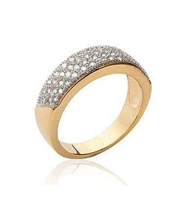 Bague plaqué or anneau de zirconium en demi jonc 