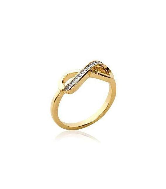 Bague plaqué or croisé infini de zirconium 