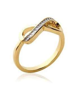 Bague plaqué or croisé infini de zirconium 