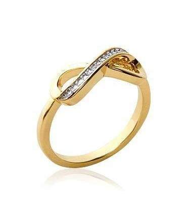 Bague plaqué or croisé infini de zirconium 