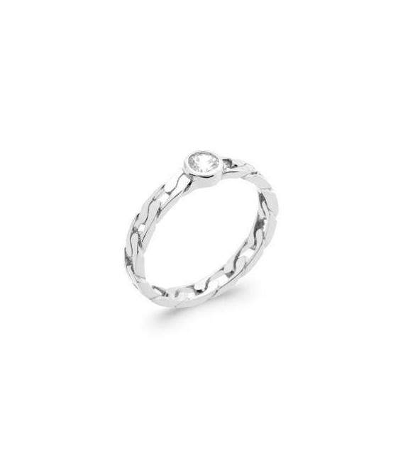 Bague argent massif zirconium solitaire serti 