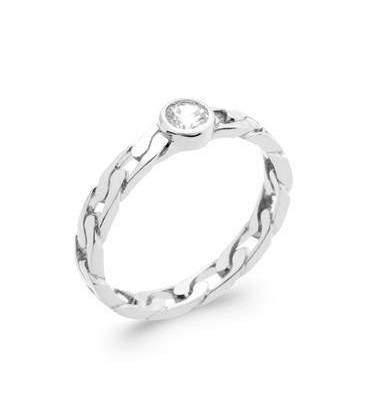 Bague argent massif zirconium solitaire serti 