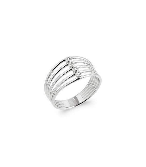 Bague originale cinq anneaux zirconium serti rond 