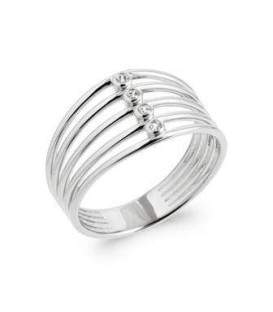 Bague originale cinq anneaux zirconium serti rond 