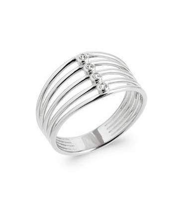 Bague originale cinq anneaux zirconium serti rond 