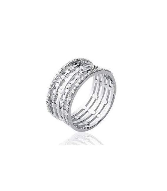 Bague bel anneau alliance argent zirconium demi jonc 