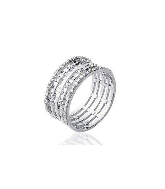 Ancienne Bague En Argent Massif 925 - Jonc Alliance - Trio De Bagues Créateur - Taille 47