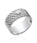 Bague tréssée argent massif zirconium serti au centre