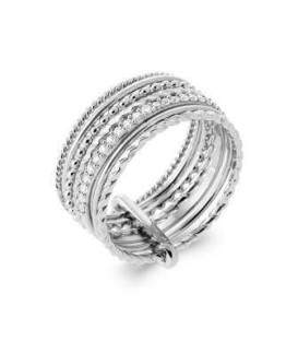Grosse bague argent massif sept anneaux différents zirconium 