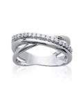 Bague argent anneau croisé de zirconium