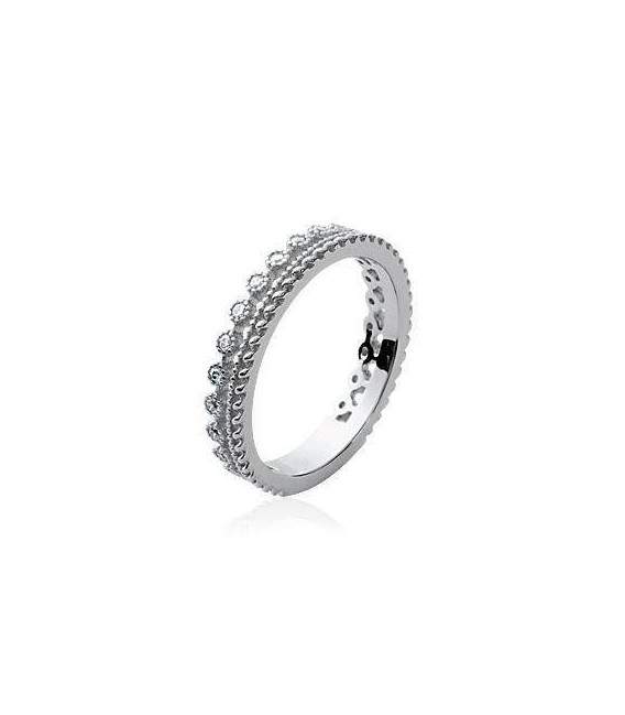 Bague alliances composée de deux anneaux incrustés de zirconium 