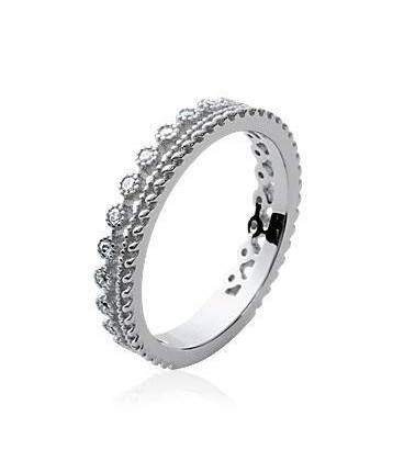 Bague alliances composée de deux anneaux incrustés de zirconium 