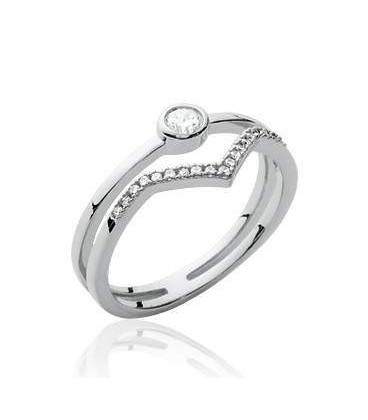 Bague argent deux anneaux de zirconium 