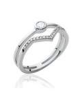 Bague argent deux anneaux de zirconium