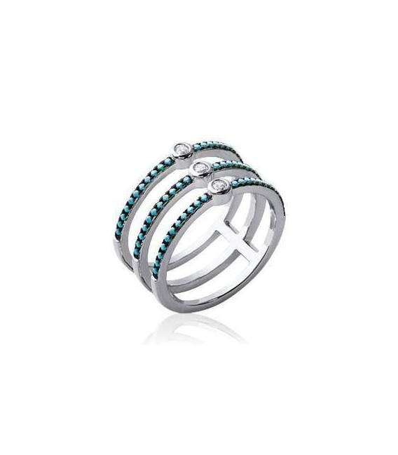 Bague argent massif trois anneaux zirconium sertis 