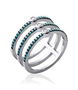 Bague argent massif trois anneaux zirconium sertis