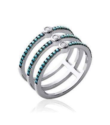 Bague argent massif trois anneaux zirconium sertis 