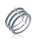 Bague argent massif trois anneaux zirconium sertis