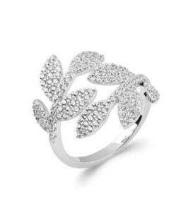 Bague argent massif anneaux feuilles zirconium enroulées