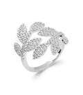 Bague argent massif anneaux feuilles zirconium enroulées