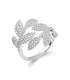Bague argent massif anneaux feuilles zirconium enroulées 
