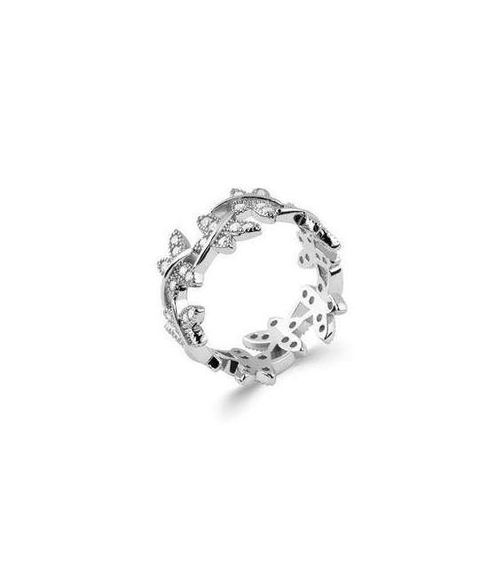 Belle bague alliance argent massif zirconium papillons 