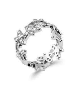 Belle bague alliance argent massif zirconium papillons 