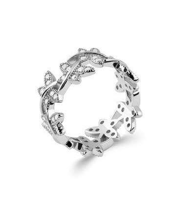 Belle bague alliance argent massif zirconium papillons 