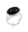 Bague style chevalière argent rehaussée agate noire