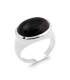 Bague style chevalière argent rehaussée agate noire 
