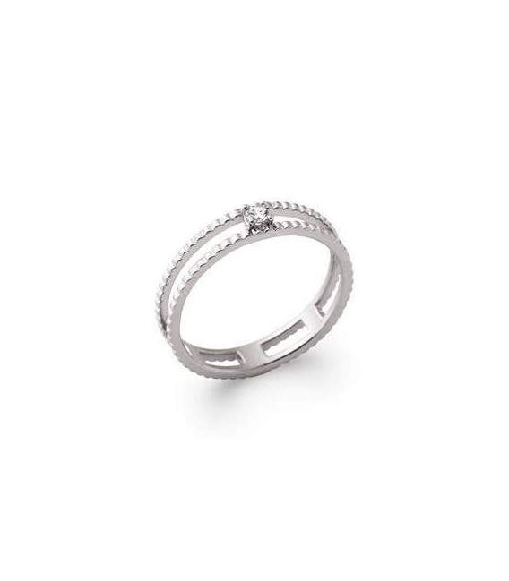 Anneau double bague argent massif zirconium griffé 