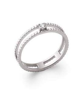 Anneau double bague argent massif zirconium griffé 