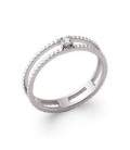 Anneau double bague argent massif zirconium griffé