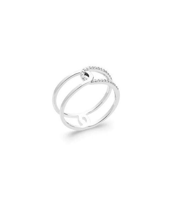 Bague fantaisie argent zirconium en entrelacs 