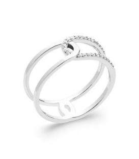 Bague fantaisie argent zirconium en entrelacs