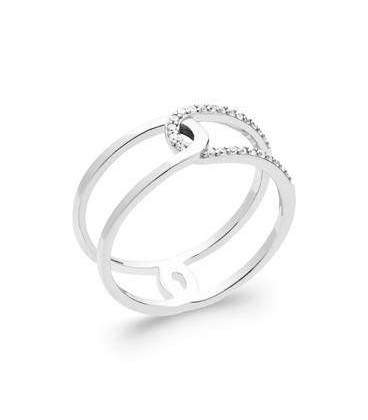 Bague fantaisie argent zirconium en entrelacs 