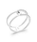 Bague fantaisie argent zirconium en entrelacs