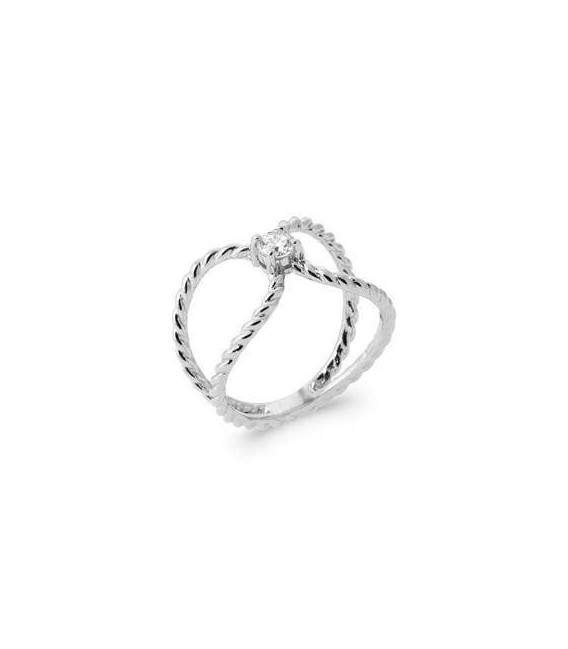Bague argent coeur de zirconium griffé 