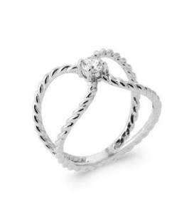 Bague argent coeur de zirconium griffé