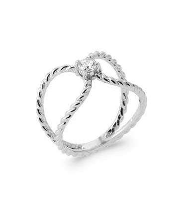 Bague argent coeur de zirconium griffé 