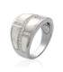 Bague nacre zirconium argent monture ouvragée motif décalé 