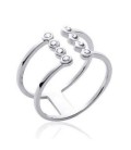 Bague deux anneaux argent ouverts barrette de zirconium