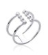 Bague deux anneaux argent ouverts barrette de zirconium 