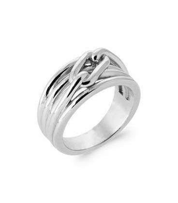Grosse bague argent massif maillon chaine 