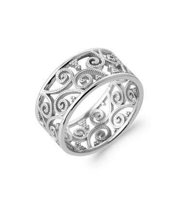 Bague argent massif stylée volutes 